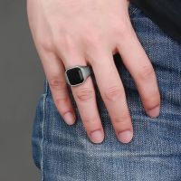 Mens Jewellery Black Cubic Stainless Steel Vintage Rings For Men Rings Party Wedding Boyfriend Birthday Gift Designer Jewelry