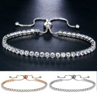 【Bluelans】Luxury Cubic Zircon Single Row Pull Slider celet Women Adjustable Bangle