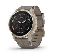 Garmin Fenix 6S Sapphire - Light Gold-tone with Shale Gray Leather Band  010-02159-8P เครื่อไทย ประกัน 1 ปี By KOMO