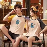 SLPBELY Couple Pajamas Summer Femme Male Lover Pyjamas Kawaii Cartoon Koala Printed Short Sleeved Men Women Homewear Sleepwear