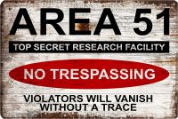 YZFQ Area 51 Vintage Tin Sign No Trespassing Metal Plaque Wall For Outdoor Bar Cafe Retro Home Decor 12x8 inch