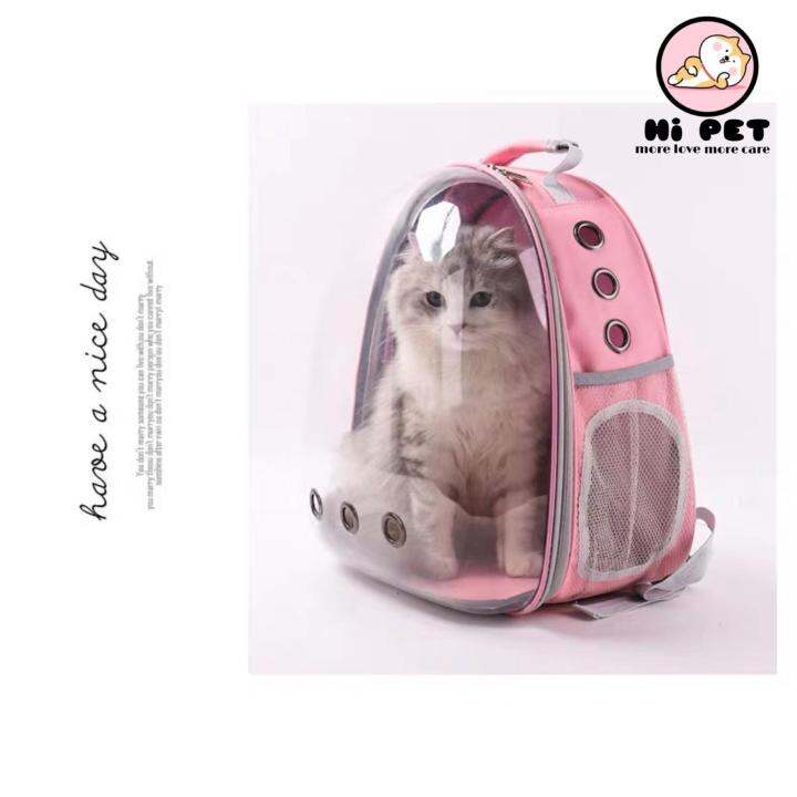 milly-house-pet-travel-backpack-pink-กระเป๋าเป้สะพายหลัง-พลาสติกแข็งแคปซูลแคปซูลระบายอากาศกระเป๋าเป้แบบใสสำหรับแมวลูกสุนัขและกระต่าย-สีชมพู