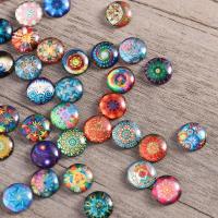 100pcs Mosaic Tiles Round Glass Mosaic Crafts Glass Mixed Flower Pattern Time Gem Glass Patches DIY Jewelry Making Materials