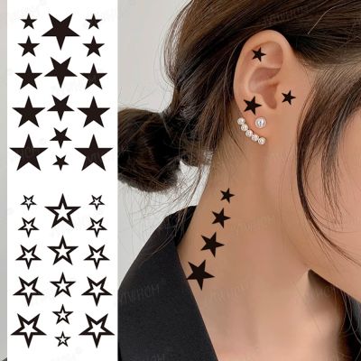 Star Collection Tattoo Stickers Waterproof Black Sexy Product Fake Tattoo Art Body Face Ears Modern Tattoo For Women Men Sticker