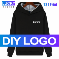 Winter Mens Long-Sleeved Sweatshirt Plus Velvet Warm Hoodie Custom Printed Embroidery Logo Casual Solid Color Top 3xl