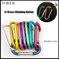 YIWEN 5/10pcs Random คุณภาพสูง อลูมิเนียมหลากสี ความปลอดภัย ตะขอเกี่ยวเดินป่า พวงกุญแจหัวเข็มขัด คาราไบเนอร์อัลลอย ปุ่มปีนเขา