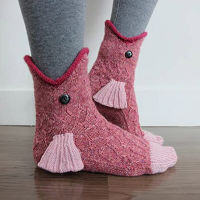 Keep Warm Winter Christmas Knit Socks, Funky Animal Pattern Double Knitting Cuff Down Untraditional Gifts For Woman Man