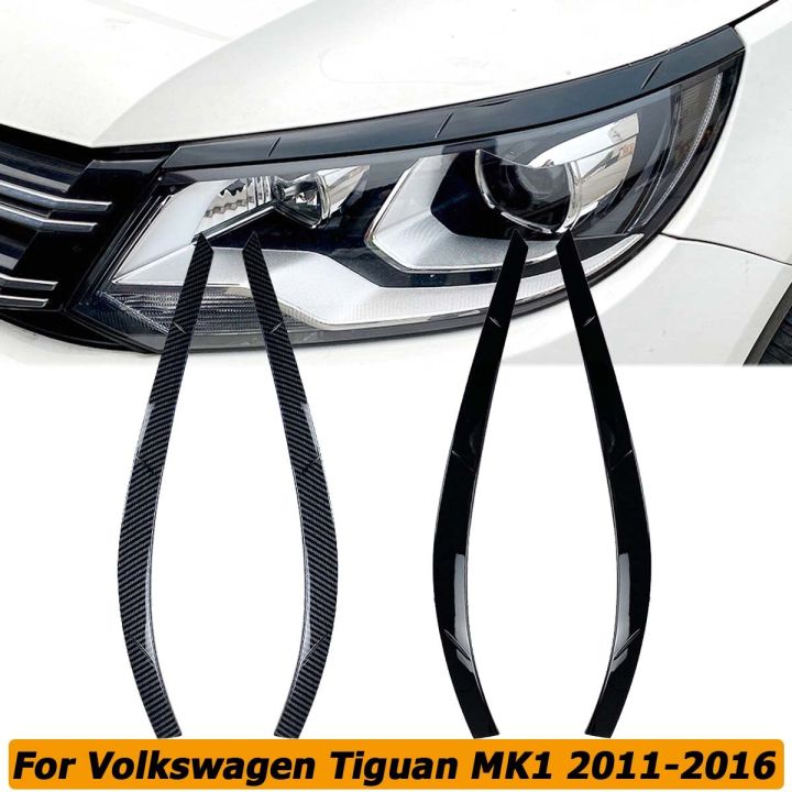แผ่นครอบแต่งขอบตาไฟหน้ารถยนต์สำหรับ-volkswagen-vw-tiguan-mk1-2011-2012-2013-2014ภายนอก