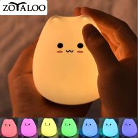 ☃ LED Cute Night light Cat Silicone Animal Light Touch Sensor Colorful Child Holiday Gift Sleepping Creative Bedroom Decor Lamp