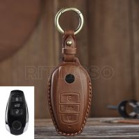 New Handmade Leather Car Key Case Cover For Volkswagen VW Touareg 2021 3 Button Smart New Key Protect Accessories Shell