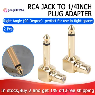 6.35mm MONO 1/4 Male Jack Plug to RCA Socket RIGHT ANGLE Audio