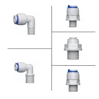 1/4 "3/8 ด้ายตัวผู้-1/4 "3/8 ฟิตติ้งน้ำ RO ข้องอตรงที่ต่อสายยาง POM เครื่องกรองน้ำ Reverse Osmosis ชิ้นส่วน