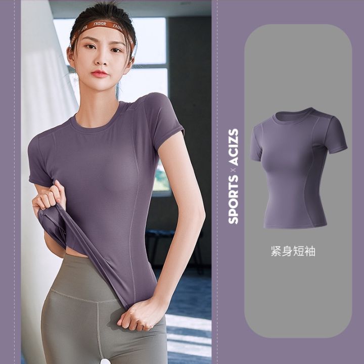 sports-t-shirt-womens-stretch-slim-breathable-mesh-yoga-running-fitness-top