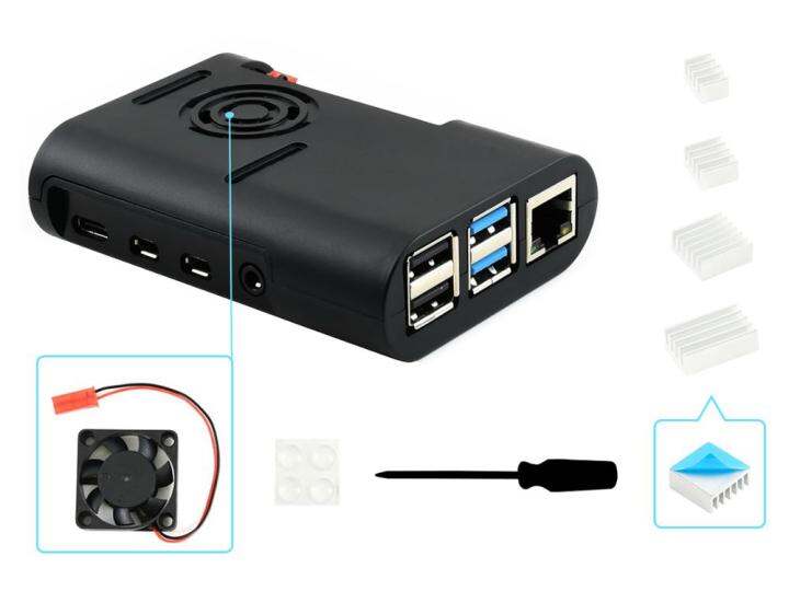 new-fuchijin77-เคส-abs-waveshare-สำหรับ-raspberry-pi-4พร้อมพัดลมทำความเย็น