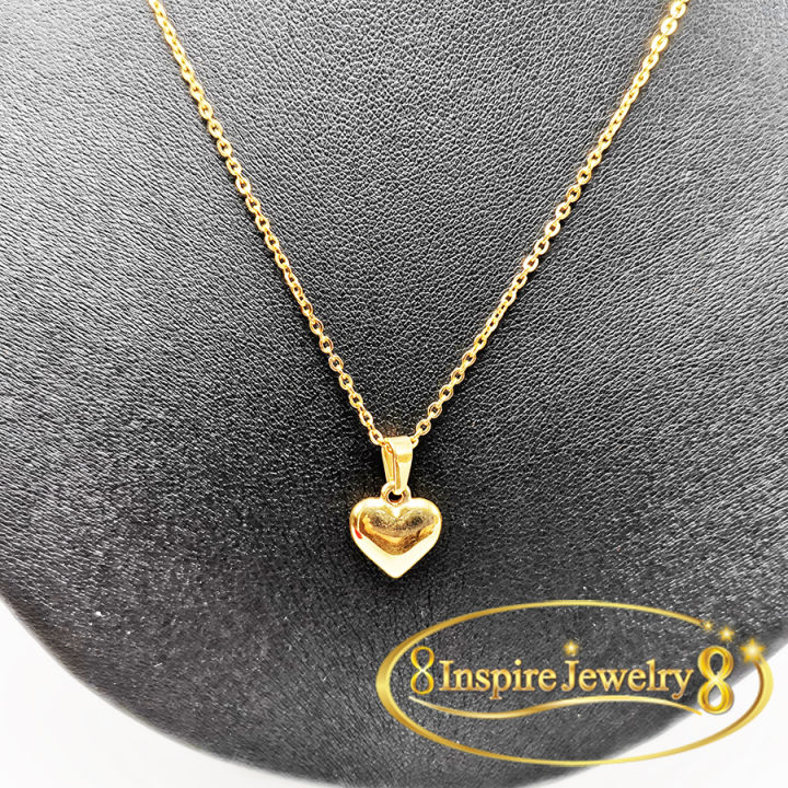 inspire-jewelry-สร้อยคอสี่ทองพร้อมจี้รูปหัวใจ-ยาว-18นิ้วงานทอง-18k-ตามแบบร้านทอง-ปราณีตมาก-งานแฟชั่น-สีทอง-สำหรับประดับชุดไทย-สวยหรู