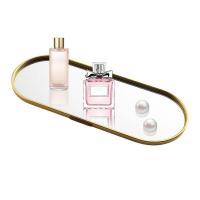 Gold Mirror Tray Oval Metal Mirror Perfume Tray Elegant Bathroom Organizer Tray Decorative Mirror Tray for Perfume Makeup Vanity Baking Trays  Pans