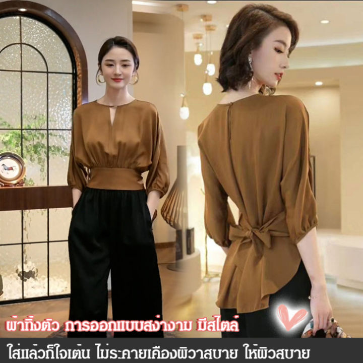 carmar-เสื้อผ้าสไตล์ใหม่ในฤดูร้อน-รุ่นเสื้อยกหางสวยงาม-ผูกเข็มขัด-คอกลม-หลากสไตล์