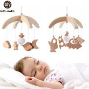 Let s Make Baby Wodden Bed Bell Bracket Mobile Rattle Toys 0