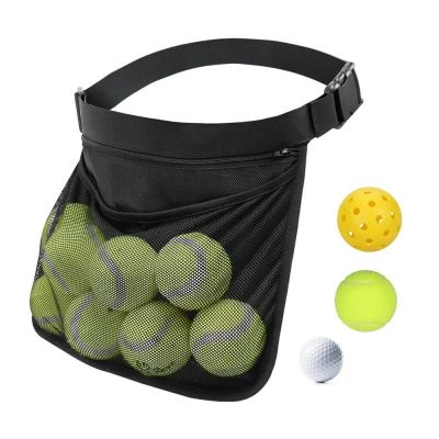 SCAPE ที่เก็บเข็มขัดปรับได้กระเป๋าใส่โน๊ตบุ๊คแบบพกพาเทนนิสบอลความจุขนาดใหญ่,กระเป๋าตาข่ายเทนนิสที่เก็บลูกบอลซิปอเนกประสงค์กระเป๋าคาดเอวกลางแจ้งกีฬา