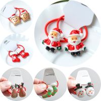 【YF】❐✸  2Pcs Christma Hair Bands Elastic Scrunchie Ponytail Ties Rubber Band Accessories Cartoon Baby Headwear