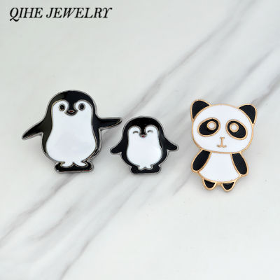 QIHE JEWELRY Brooches &amp; pins Penguin panda brooches Backpack hat collar badges Animal pins Penguin jewelry