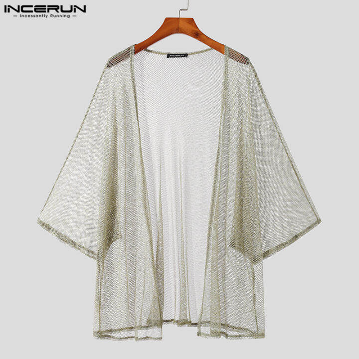 incerun-เสื้อคาร์ดิแกนธรรมดาแขนยาวสำหรับผู้ชายถักลายเส้นที่ดูดีมีสไตล์-สไตล์ตะวันตก