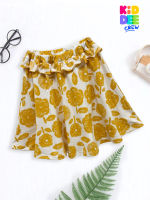 KiddeeCrew กระโปรงเด็ก สั้นครีมดอกไม้เหลือง cream floral yellow mini skirt  เหมาะสำหรับอายุ 2-10 ปี