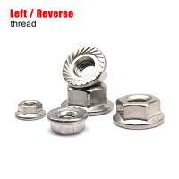 M4 M5 M6 M8 M10 M12 DIN6923 304 A2-70 Stainless Steel Reverse Rotate Left Hand Thread Hexagon Hex Head Serrated Lock Flange Nut Nails  Screws Fastener