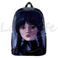 n Nevermore Academy กระเป๋าเป้สะพายหลังวันพุธ Addams โรงเรียนกระเป๋าแฟชั่น Rucksack ชายหญิง Casual Bookbag กระเป๋าผ้าใบ Women