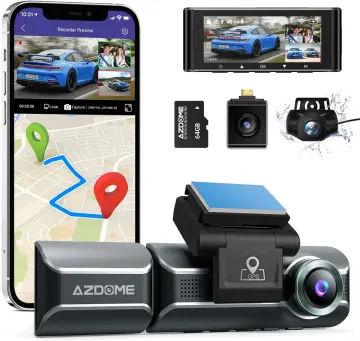 3 Channel 4K Dash Cam for Cars, 4K+2.5K Front and Rear Cabin,  1440P+1440P+1080P Triple Car Camera,Included 64GB Card, with GPS and WiFi  Wireless , IPS Screen,24 Hour Parking Mode, APP,Night Vision,WDR 