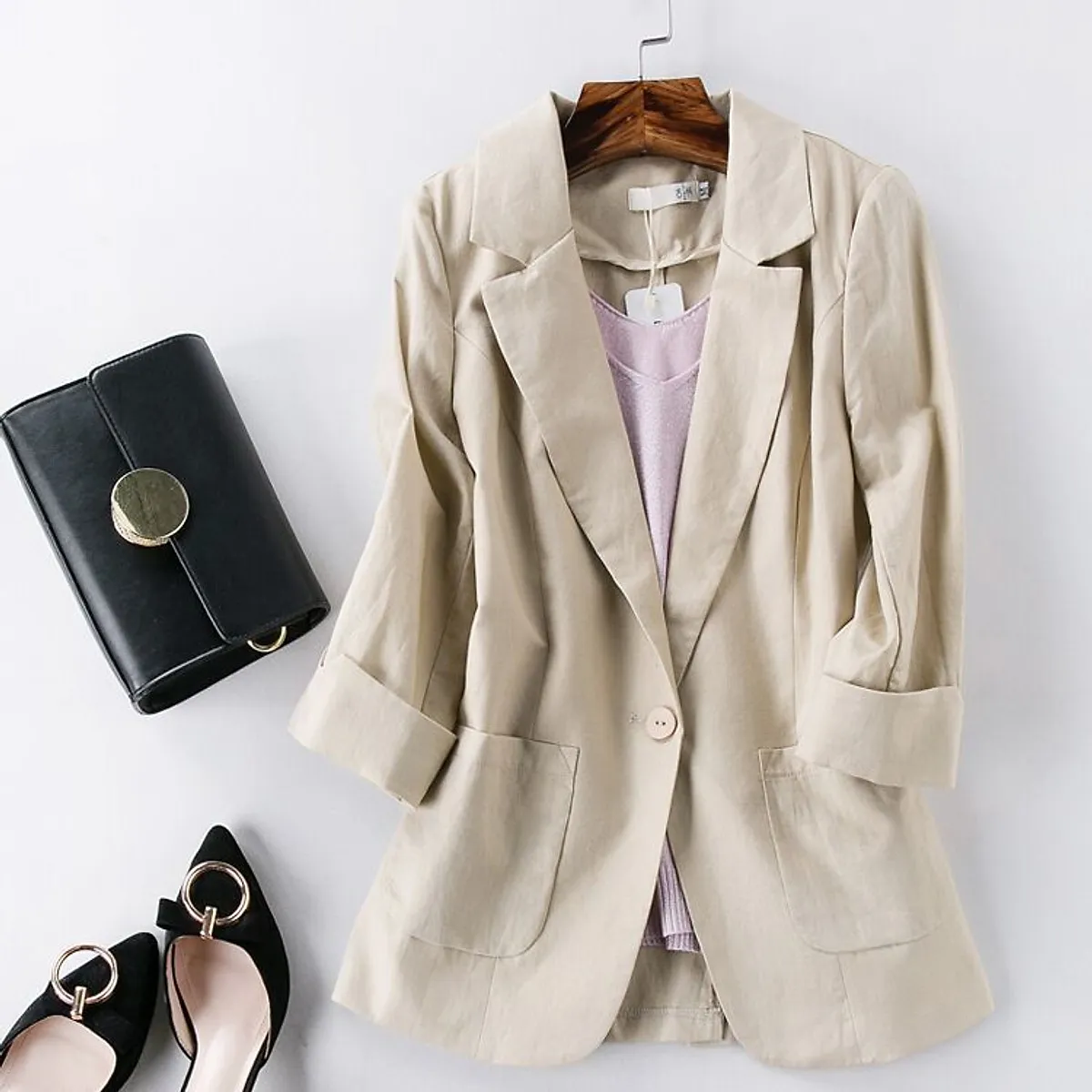 Áo vest nữ áo blazer nữ 7 mảnh tay lỡ sẵn chất vải Linen Premium ...