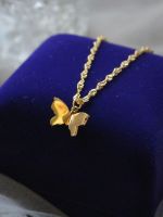 Super bright   light luxury clavicle chain womens high-end design butterfly necklace 18K gold-plated neck chain girlfriend gift ▤▦☈