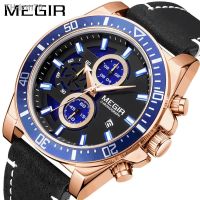 ⌚ นาฬิกา Megir Megs new timing men calendar leather sports Shi Yingnan wrist watch big dial 2132