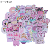 KITTENBABY สติกเกอร์น่ารักสำหรับเด็ก53ชิ้นน่ารักสีชมพูกระเป๋าสมุดเก็บภาพกระเป๋าเดินทางสติ๊กเกอร์รถยนต์แล็ปท็อป