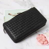 2023 New★ 2022 Korean version new mens clutch bag genuine leather hand-woven wallet sheepskin card holder double zipper