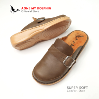 Aone My Dolphin[ลิขสิทธิ์แท้] WD60 - (พื้นส้ม) รองเท้าหนังแท้เพื่อสุขภาพ พื้นนุ่มพิเศษ รองเท้าแตะแบบสวม ตรงปก ออกใบกำกับภาษีได้