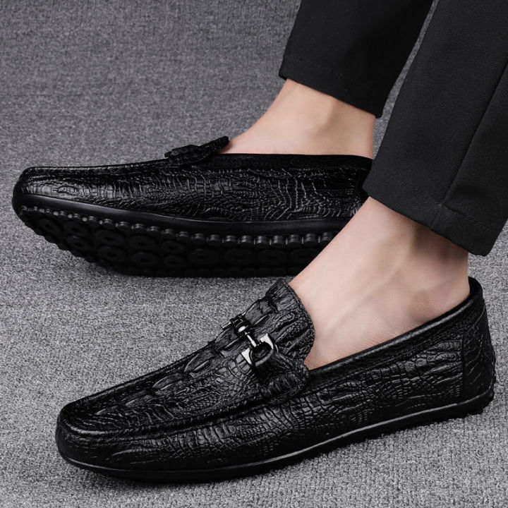 yueteng-รองเท้าหนังแบบสั้นรองเท้าผู้ชายลิ้นรองเท้าหนังวัวธุรกิจแฟชั่นอังกฤษรองเท้าลำลองผู้ชายรองเท้าบุรุษ