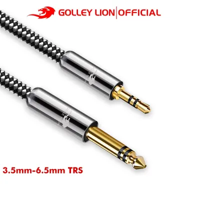 Golley Lion สายเคเบิ้ลเสียงสเตอริโอ 3.5 มม. To 6.5 มม. 1/4 นิ้ว Male Trs สําหรับเครื่องขยายเสียงมือถือ
