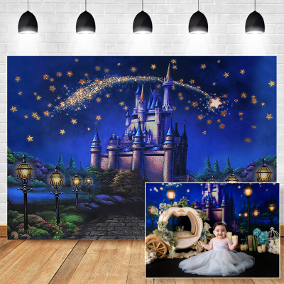 Castle Background for Photography Newborn Baby Birthday Photocall Background Photo Studio Flash Golden Stars Decoration