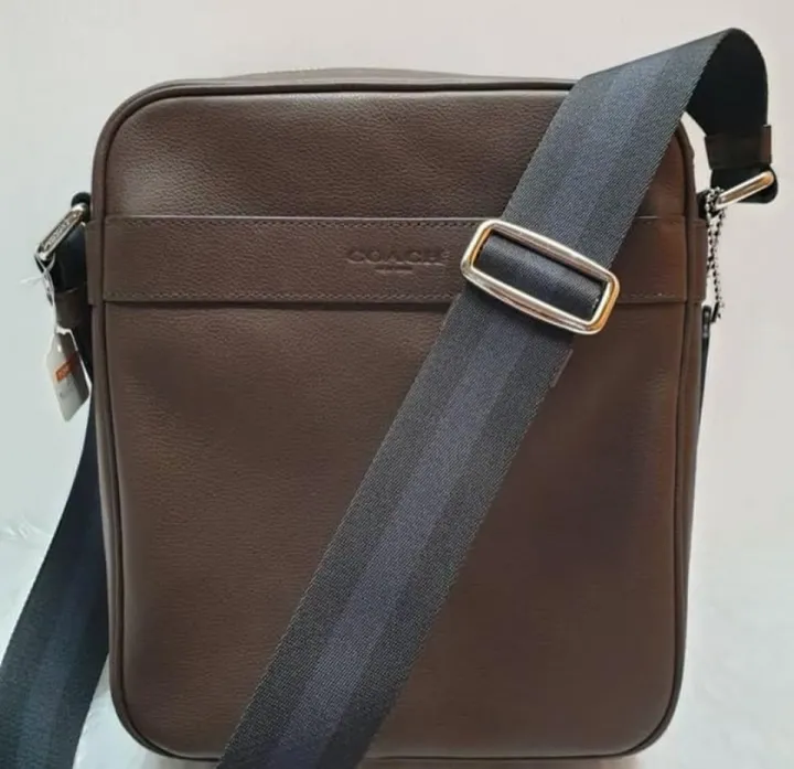 Coach Men's Crossbody Bag F54782 Dark Saddle Charles Flight in Smooth