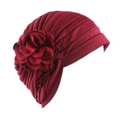【YF】 Fashion Cute Floral Ruffle Stretchy Turban Cap Beanie Head Wrap Chemo Muslim Hair lLoss Hat Women India F0248