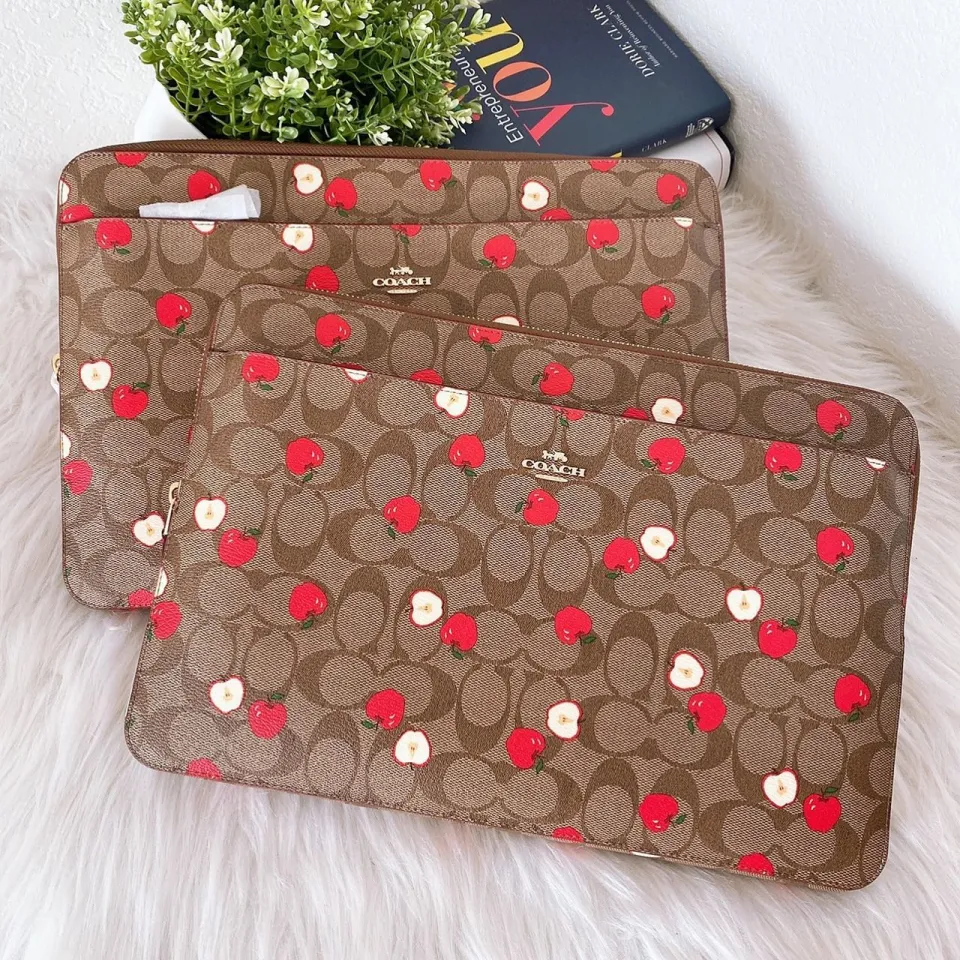 Laptop sleeve in signature canvas with apple print Clearance