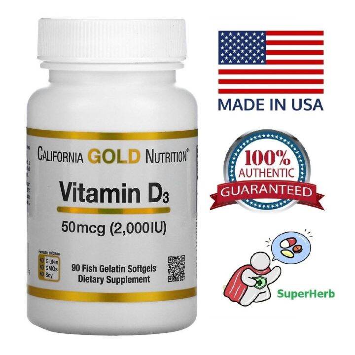 California Gold Nutrition Vitamin D3 50 mcg (2000 IU) 90 360 Fish