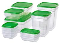 Food container, set of 17, transparent, green (พรูทต้า ชุดกล่องเก็บอาหาร 17 ชิ้น, ใส/เขียว)