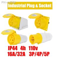 IP44 4H 110V Eu Yellow Industrial Plug 3P 16A Plug Socket Connector Male and Female docking European Aviation plug coupler