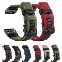 ♘ สร้อยข้อมือไนลอนสำหรับ Garmin Fenix ​​7 6X 6S 6 Pro 5X5 5S 3HR สายนาฬิกาสำหรับ Garmin Band 22mm 26mm เข็มขัดสายรัดข้อมือกีฬา