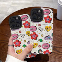 เคสโทรศัพท์หนังลายดอกไม้สุดน่ารักสำหรับ iPhone 14/13/12/11 Pro Max 12 13 Mini 6 6S 7 8 Plus X XR XS Max เคสด้านหลังแบบนิ่มกันกระแทกแฟชั่นที่สร้างสรรค์ฝาครอบโทรศัพท์ฝาครอบป้องกันกล้องเลนส์คลุมทั้งหมด