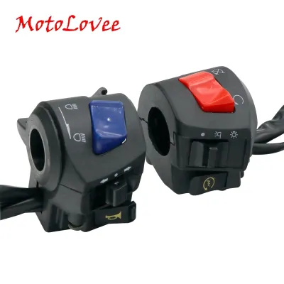 MotoLovee Motorcycle Left Right Handle Bar Switches Fog Light Horn Turn Signal Electric Start Handlebar Controller Switch