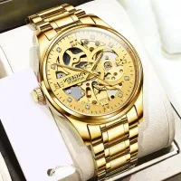 Finn and mechanical watches men black gold just mens watch brand han edition business gifts the tourbillon hollow-out waterproof watch --238811Hot selling mens watches✻❆☁