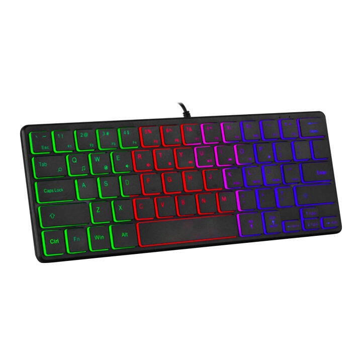 Wired Keyboard Luminous RGB Backlight 64 Keys Computer USB Gaming ...